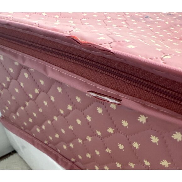 Vintage Quilted China Storage Box Rectangle With Zippered Lid & Inserts - Picture 6 of 10